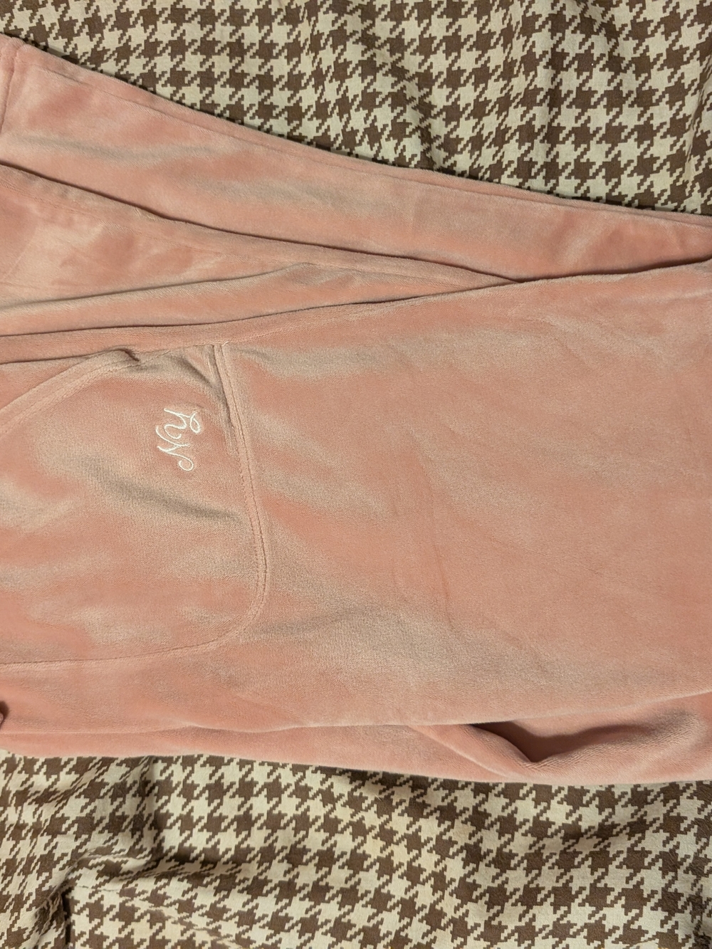 abercrombie kids Blush Pink Velour Pants with Monogram